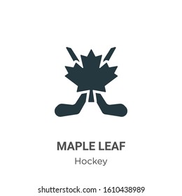 Maple leaf glyph icon vector on white background. Flat vector maple leaf icon symbol sign from modern hockey collection for mobile concept and web apps design.