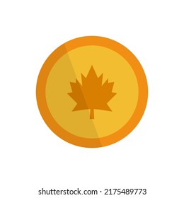 Maple Leaf gold coin. Canadian coin. Vector.