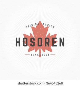 Maple Leaf Hand Drawn Logo Template. Vector Design Element Vintage Style for Logotype, Label, Badge, Emblem. Maple Logo, Leaf Logo, Maple Leaf Symbol, Maple Leaf Icon, Retro Logo. 