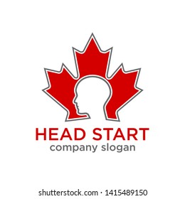 maple leaf head symbol vector logo template