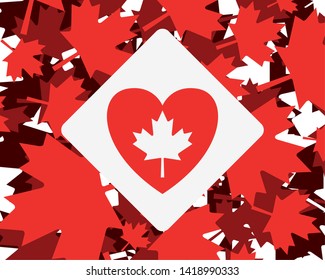 Maple leaf heart and canada symbol design
