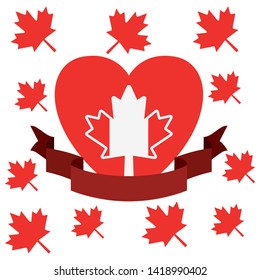 Maple leaf heart and canada symbol design