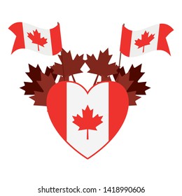 Maple leaf heart and canada symbol design