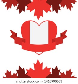 Maple leaf heart and canada symbol design