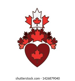 Maple leaf heart and canada symbol design