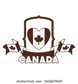 Maple leaf heart and canada symbol design