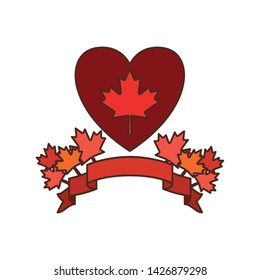 Maple leaf heart and canada symbol design
