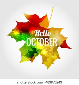 Maple Leaf Hello October vector background 