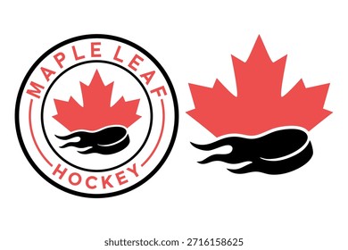 Ahornblatt Hokey Logo Design Vektorgrafik
