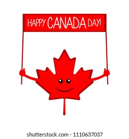 Maple leaf holding a banner. Canada day