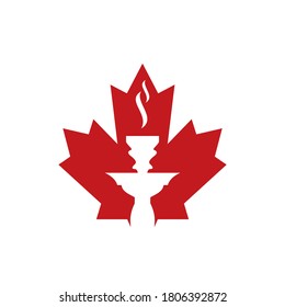 Maple leaf and hookah logo design. Canada leisure club logo concept.