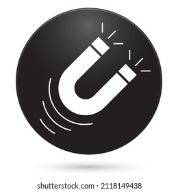 Maple leaf icon, black circle button, vector illustration.