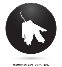 Maple leaf icon, black circle button, vector illustration.