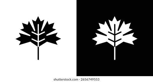 Maple leaf icon black silhouette for web, and mobile app