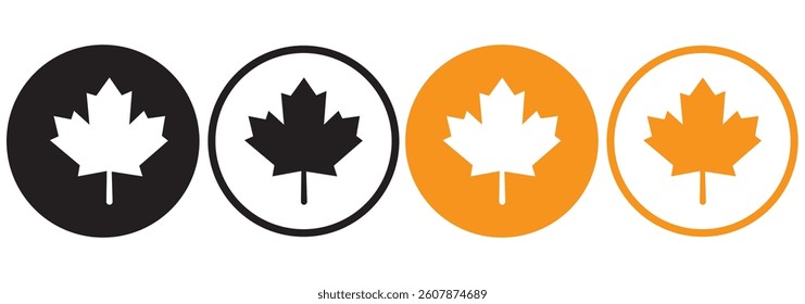 Maple leaf icon black and white vector outline sign