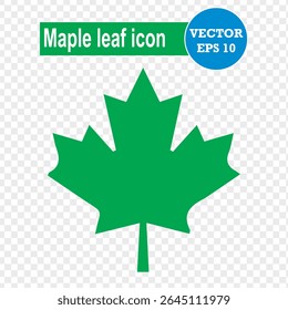 Ícone de folha de bordo. Bandeira do Canadá. O bordo verde deixa a ilustração Vetor. Eps 10