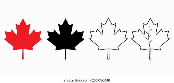 Icono de hoja de maple en Canadá | Icono de hojas de arce Ilustración vectorial canadiense | Icono de hoja de arce aislado Colección de hojas de arce