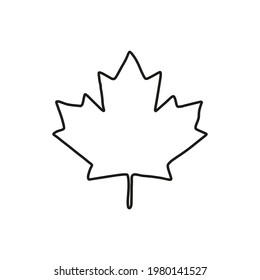 Maple leaf icon. Canadian symbol, outline illustration. 