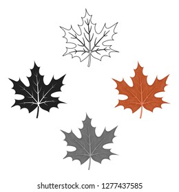 Maple leaf icon in cartoon style isolated on white background. Canadian Thanksgiving Day symbol stock vector illustration.