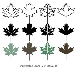 Maple leaf icon collection on white background