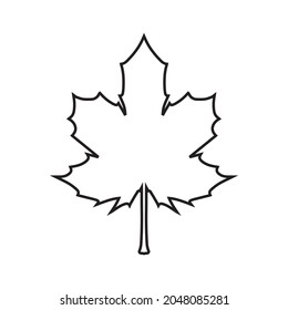 The maple leaf icon. Contour image of the crown-shaped leaf of the Maple tree. The symbol of autumn, the Asian symbol of lovers and the five senses. The official emblem of Canada.