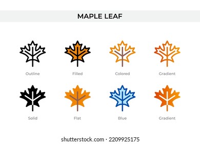 maple leaf icon in different style. maple leaf vector icons designed in outline, solid, colored, filled, gradient, and flat style. Symbol, logo illustration. Vector illustration
