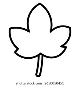 maple leaf icon flat thin outline art logo