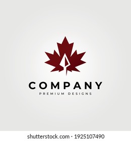 Maple Leaf Icon Logo With Arrow Head Vector Symbol Illustration Design