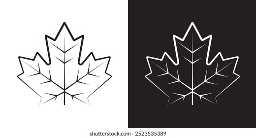 Maple leaf icon or logo in modern line style. Vector illustration on a transparent background. EPS 10.