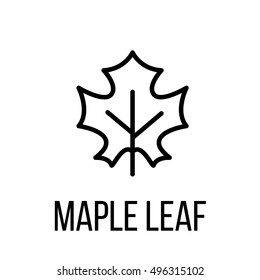 Maple leaf icon or logo in modern line style. High quality black outline pictogram for web site design and mobile apps. Vector illustration on a white background. 