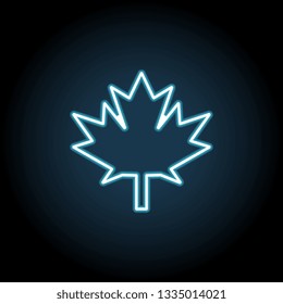 Maple Leaf icon in neon style. Simple thin line, outline vector of web, minimalistic icons for UI and UX, website or mobile application