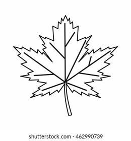 Maple leaf icon in outline style isolated vector illustration