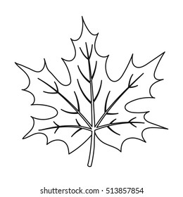Maple leaf icon in outline style isolated on white background. Canadian Thanksgiving Day  symbol stock vector illustration.