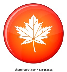 Maple leaf icon in red circle isolated on white background vector illustration