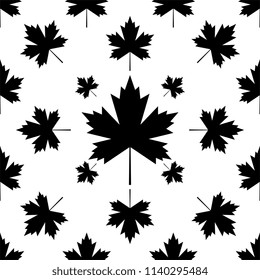 Maple Leaf Icon Seamless Pattern Vector Art Illustration