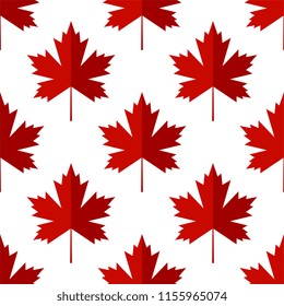 Maple Leaf Icon Seamless Pattern Vector Art Illustration