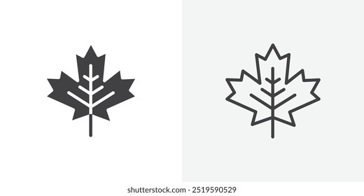 Maple leaf icon. solid filled and stroke thin line style eps 10