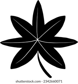 Icono de hoja de arce, icono negro verdadero