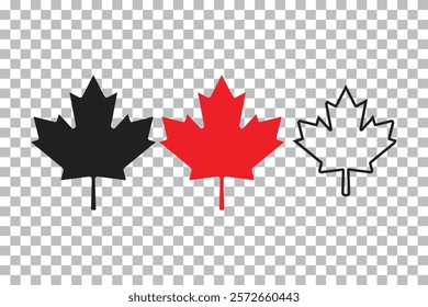 Maple Leaf Icon Vector Art isolate on transparent background