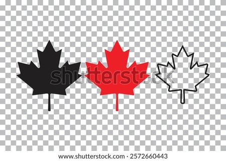 Maple Leaf Icon Vector Art isolate on transparent background