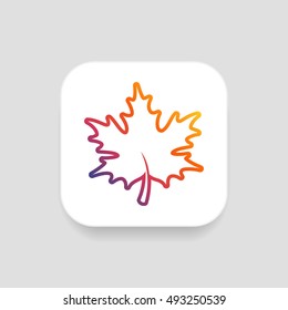 Maple leaf icon vector, clip art. Also useful as logo, square app icon, web element, symbol, graphic image, silhouette and illustration.
