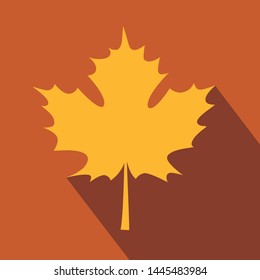 Maple Leaf Icon. Vector Illustration. Flat Style.  Autumn Design Collection