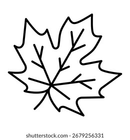 Maple Leaf Icon Vector Illustration Line Style