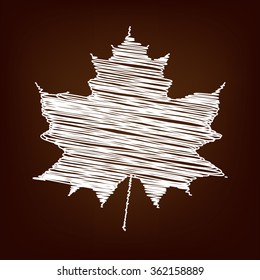 Maple leaf icon. Vector illustration with chalk effect
