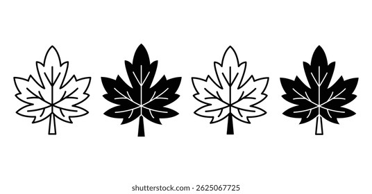 Ícones de folha de bordo preto e branco Contorno silhuetas Vetor Design Ilustração