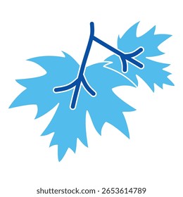 Iconos de la hoja de arce en estilo azul, Ilustración vectorial