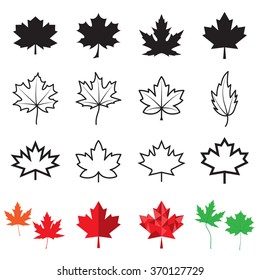 Maple Leaf Icons. Vector Illustration
