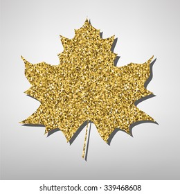 Maple leaf  illustration. Golden icon