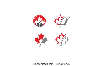 maple leaf learning education logo vector icon