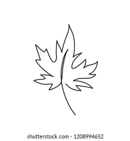 Maple leaf line art  Contour drawing  Minimalism art  Modern decor 